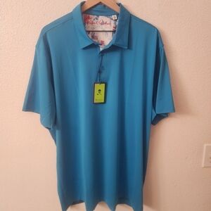 NWT Robert Graham Clubhouse Axelsen Golf Polo Shirt Mens 2XL Sea Blue Classic